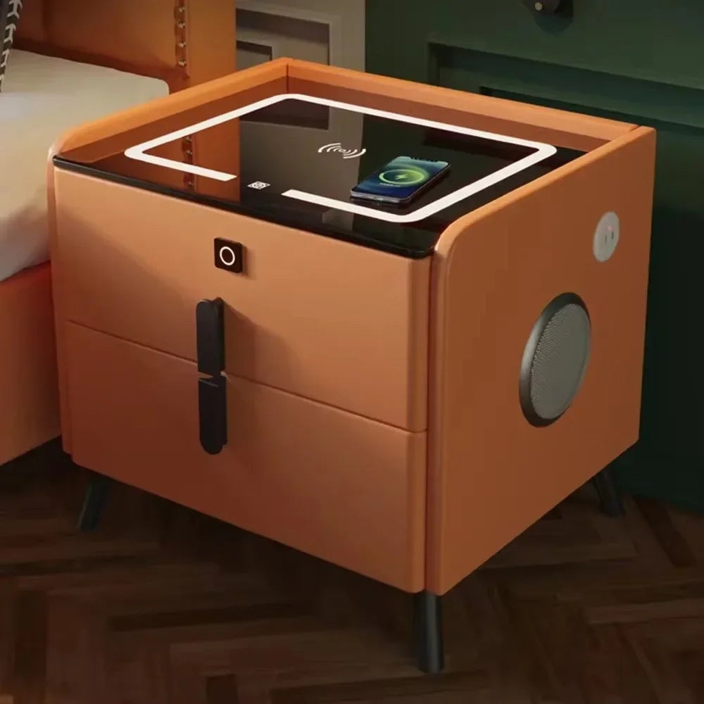 Smart LED Bedside Table with Wireless Charging & Bluetooth Speaker